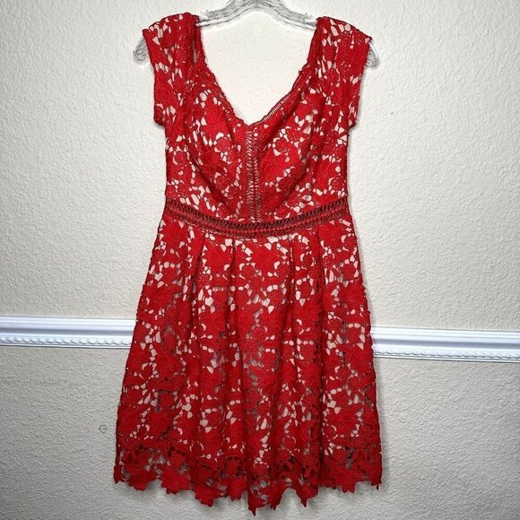 Francescas Womens Medium Pin Up Retro Rockabilly Lace Dress Knee Length - Picture 1 of 7